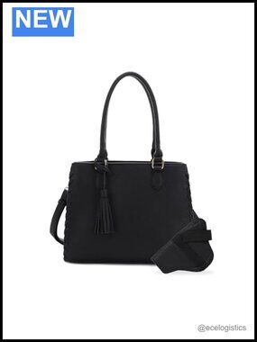 Faux Leather Satchel Handbag with Tassel Concealed Carry Purse